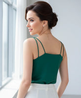 Comprar blusa feminina social de cetim verde com decote para looks sofisticados de trabalho ou eventos noturnos barato ZARA